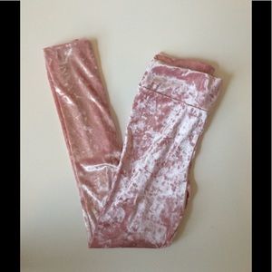 Pink VELVET leggings Small